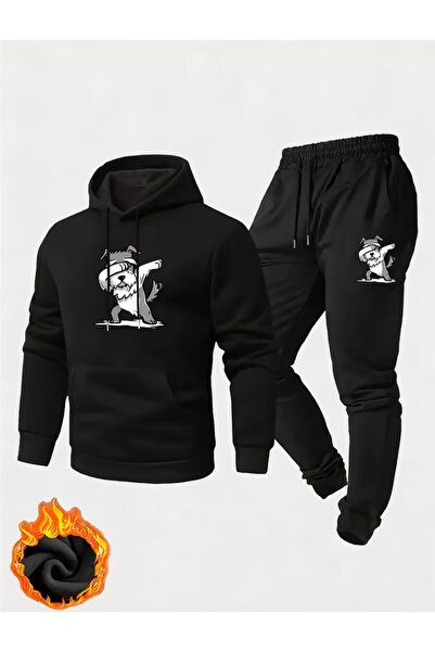 LAND MODA Σετ φλις με κουκούλα και φόρμα