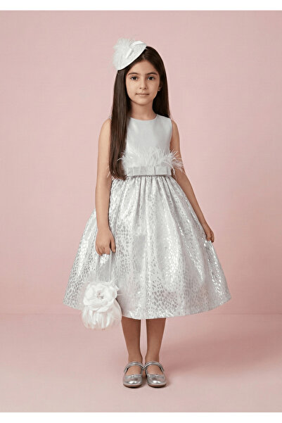 Fancy Closet Shiny feathers silver dress