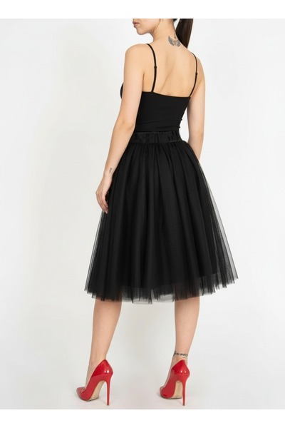 SUNEH Black 3 Layers 65 cm Length Fluffy Tutu Women's Skirt Tulle Skirt Baby Shower/Party Skirt