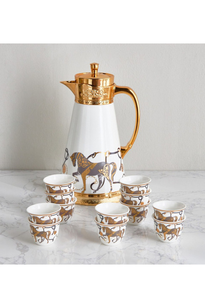 Faris Horse Majilis 13-Piece Porcelain Qahwa Set