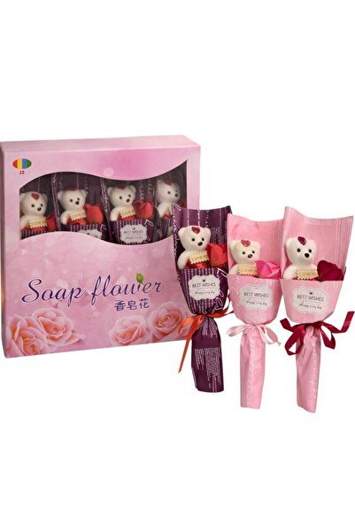 LOVE Aranjamet Decorativ 12/set Buchet Trandafir din Sapun cu Ursulet 35cm și...