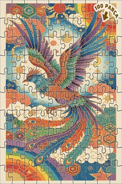 Teona Ahşap Gorgeous Phoenix Watercolor Look Art Puzzle 100 Pieces 25X25
