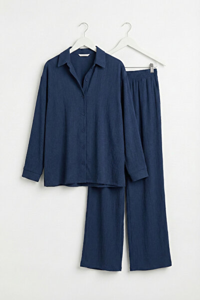 Mivoon Oversized Fit Buttoned Shirt Wide Leg Pants Two-Piece Set