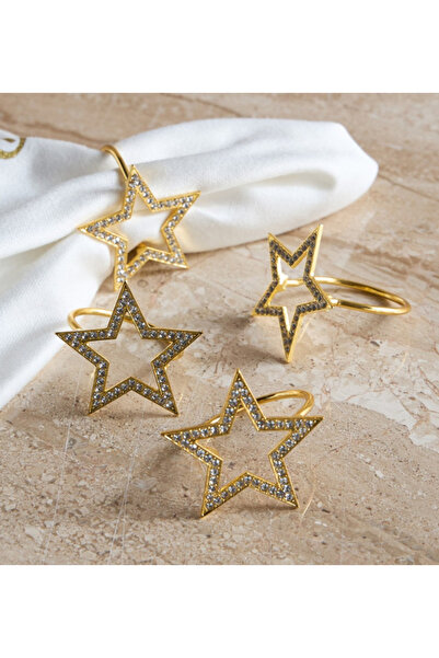 Generic Star Studded 4-Piece Napkin Ring Set - 4 cm