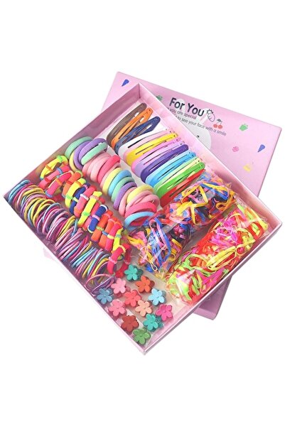 DELPI - Set 780 Hair Accessories, Various Colors, Elastics and Clips, Multicolor