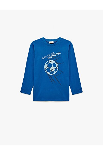 Koton Cotton Long Sleeve Crew Neck Football Printed T-Shirt