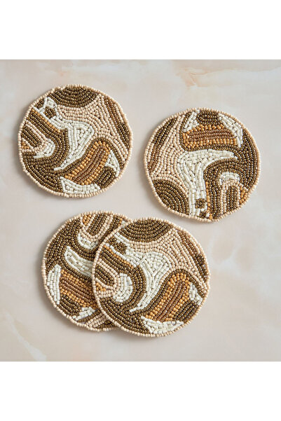 Generic Doree 4-Piece Beaded Coaster Set - 10 x 10 cm