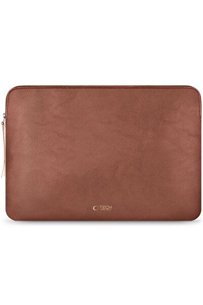 Tech-Protect Fleece Laptop Sleeve 13/14 Inch - Brown Eco Leather Protection