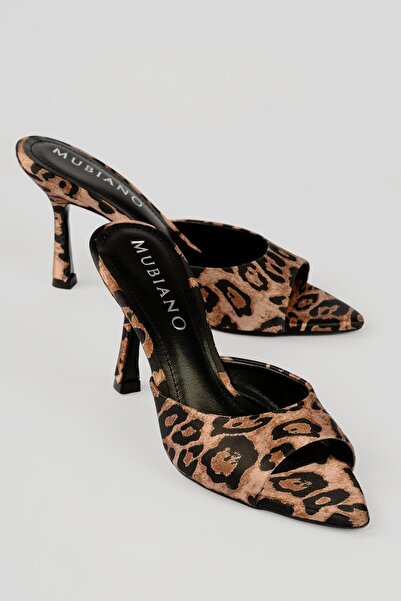 Mubiano Women's Stiletto Pointed Toe Front and Back Open Heeled Slippers Cedr...