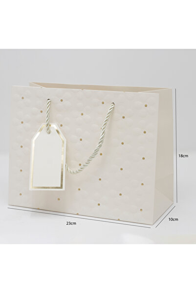 Generic 12 pieces of decorative gift bags in a cream-colored rose design