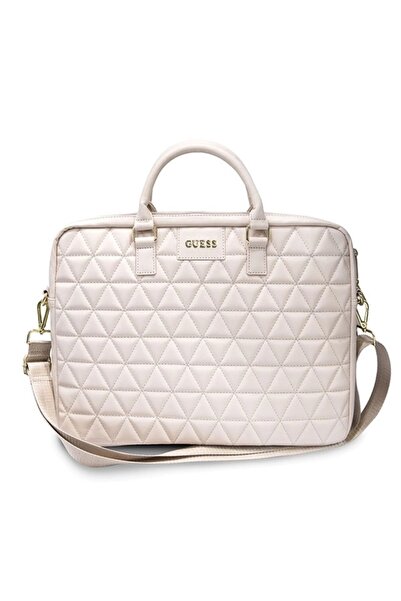 Guess Quilted Laptop Bag - Pink, Fits Up to 16" - Elegant and Fashionable