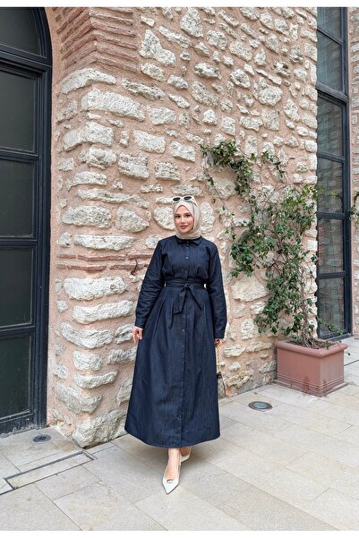 Niessa Butik Waist-Tied Denim Dress