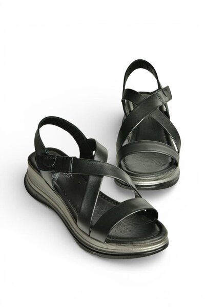 Fox Shoes Y555420203 Black Genuine Leather Women's Sandals