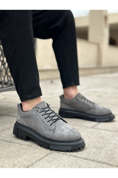 EBRUS TREND Et0245 Gray Suede Smart Rubber Lacing High Sole Casual Men's Shoes