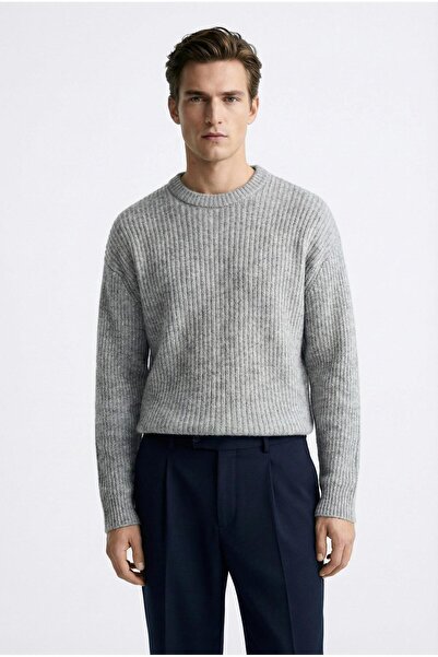 ablukaonline Men's Regular Fit Sweater Gray Melange