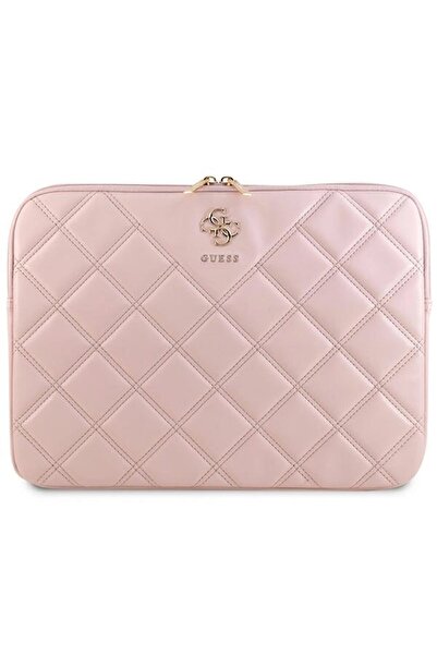Guess 4G Quilted 14" Laptop Sleeve, Pink - Luxurious Eco-Leather Protection