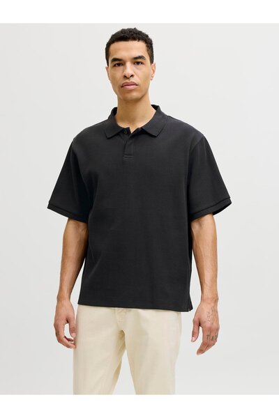 Jack & Jones JJEHARRISON STRUCTURE POLO SS LN Negru