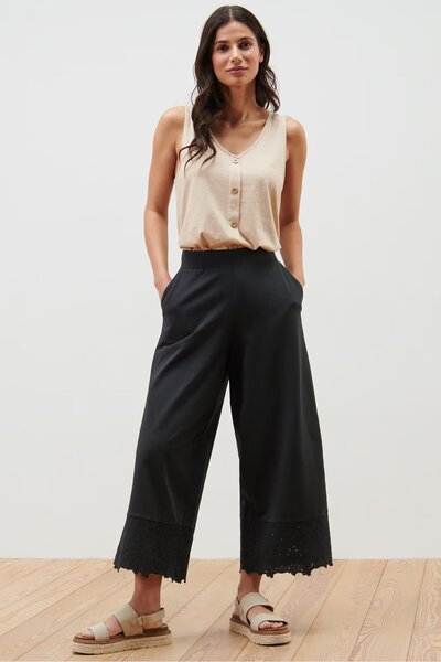 Tchibo Women Regular Fit Solid Straight Pants, Black