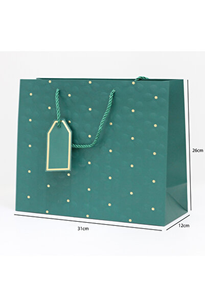 Generic 12 pieces of decorative gift bags with a rose design, olive green color