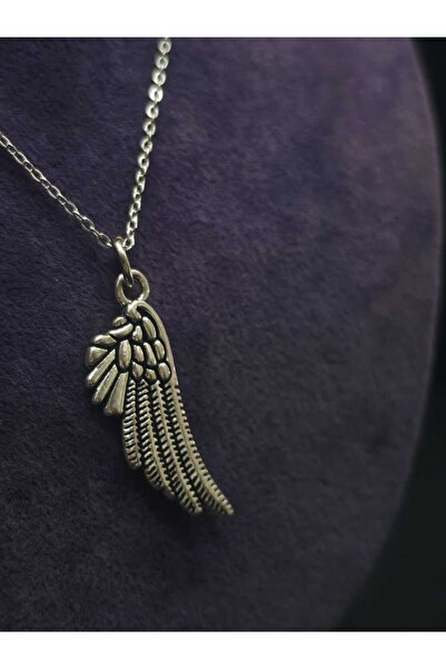 sarıyer silver Stoneless Angel Kandi Women's Steel Necklace Vintage Viking Mo...