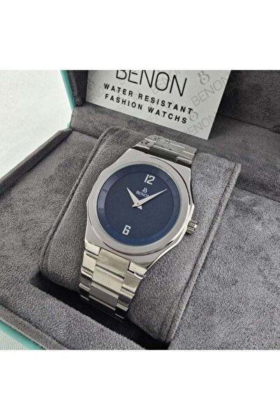 benon Men's Wristwatch Steel Waterproof Modern with High Quality Silver Brace...