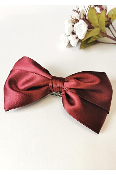 Halley Concept Burgundy satin bow automatic clip hairpin