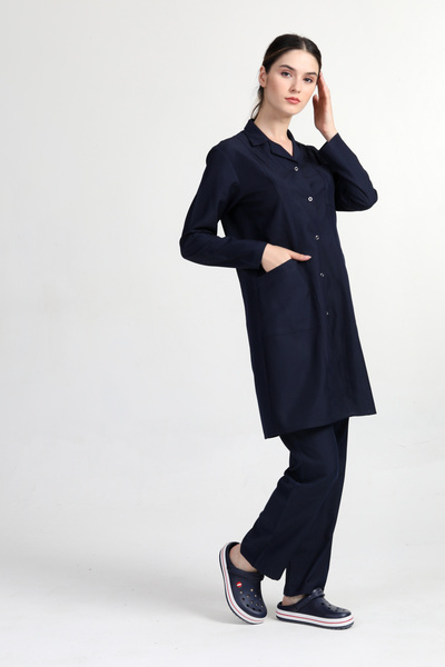 HEMİ Lacivert Önlük Takım İş Personel Hastane Öğrenci Temizlik Önlüğü