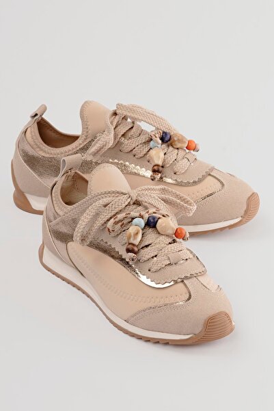 Mubiano Pantofi sport de damă cu talpă plată, cu detalii de mărgele, elastici...