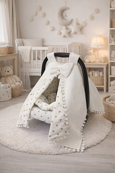 Jaju Baby Heart Pattern 3-Piece Stroller Set – Stroller Cover, Stroller Sheet...