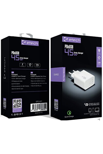 USB&PD SEYAHAT 45W TURBO ŞARJ CİHAZI