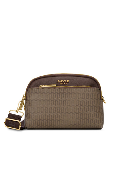 Lavie Luxe حقيبة نسائية من هيميلي بثلاثة أقسام (لون القهوة) مزينة بنقش الأحرف...