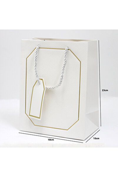 Generic 12 pieces of gift bags with a gold-colored frame, white dimensions