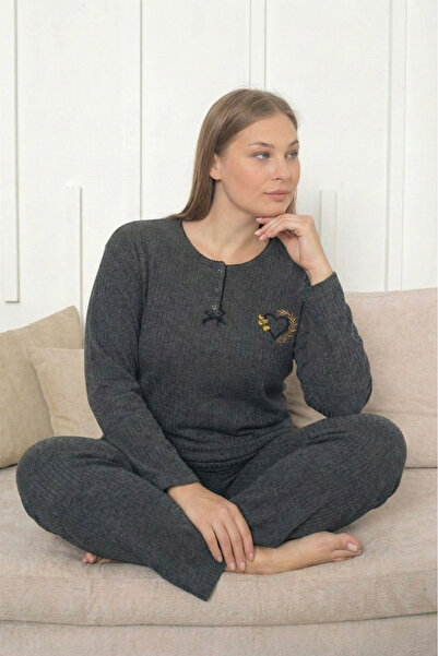 Farya Home Великий розмір Бавовняний товстий зимовий піжамний комплект з ґудз...