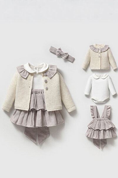 Nipperland Fırfır Detaylı Elbise & Triko Hırka Set