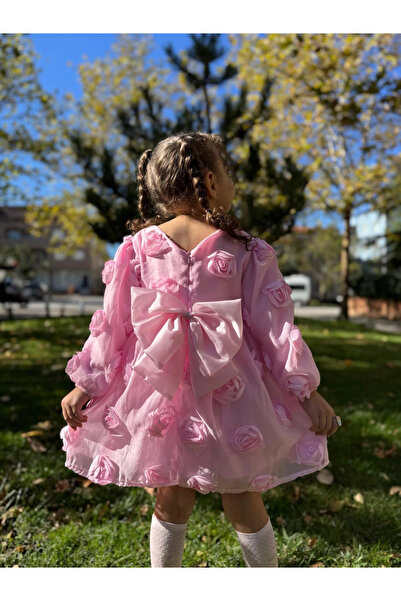 Minizade Βρεφικό κοριτσίστικο μακρυμάνικο φόρεμα με λεπτομέρεια στην πλάτη κα...