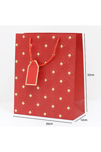 Generic 12 pieces of red gold polka dot decorative gift bags