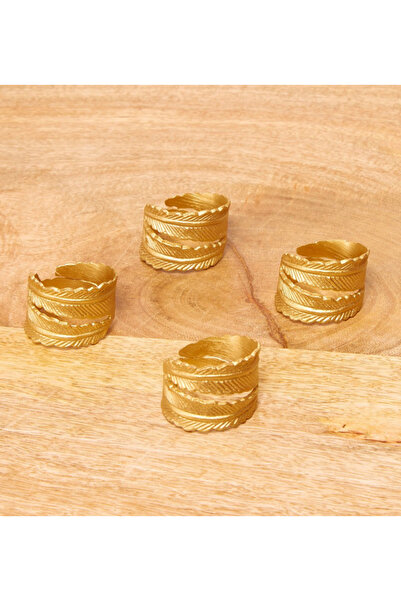 Generic Leaf Textured Napkin Rings - Set of 4