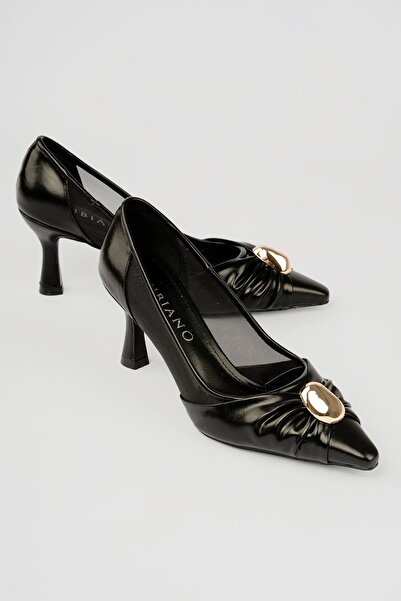 Mubiano Women's Stiletto Buckle Mesh Detailed Pointed Toe Heeled Shoes Lauris...