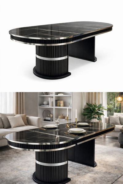 GÜLMOBİLYA38 SİYAHA GÜMÜŞ AÇILIR LAK PANEL 90*200 SABİT MUTFAK MASASI