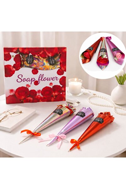 LOVE Trandafir Parfumat din Sapun 16/set, 35cm, in Con de Plastic