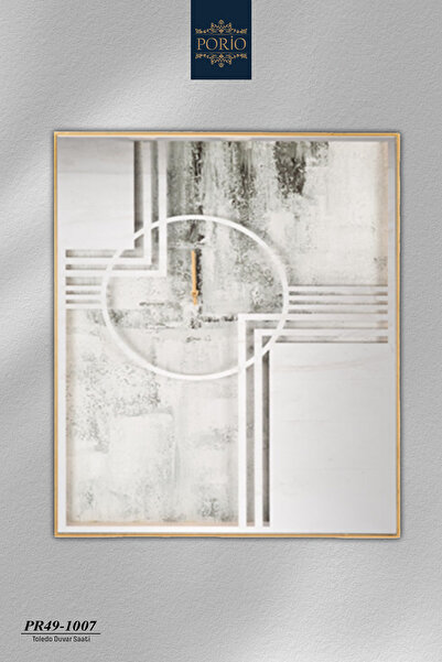 Porio Toledo Geometrik Desenli Gold Dekoratif Aynalı 80*60 cm Duvar Saati PR4...