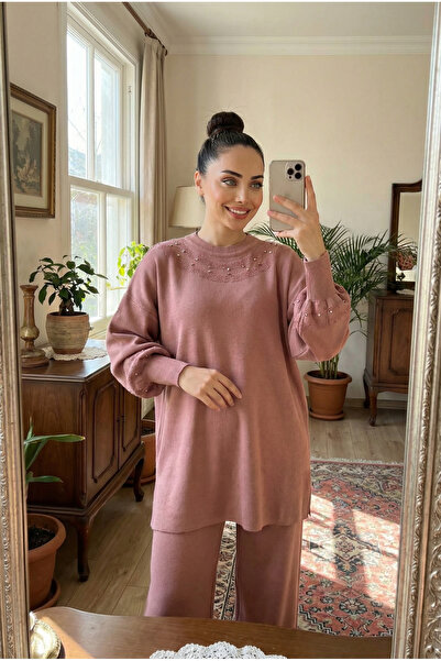 Kirazca Butik Women's Pearl Detailed Knitwear Set for Women – Comfortable Fit...