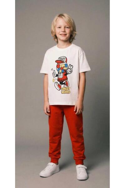 LUCCO Emoji Baskılı Smiley World Mottolu Eğlenceli İkili Takım