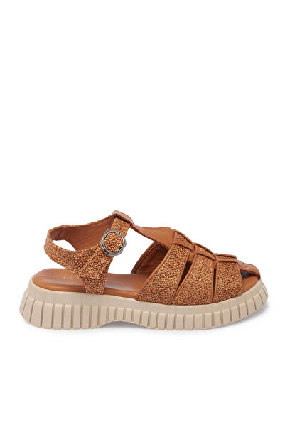 Tergan Taba Hasır - Deri Kadın Sandalet - K25Y1SN67865-A29