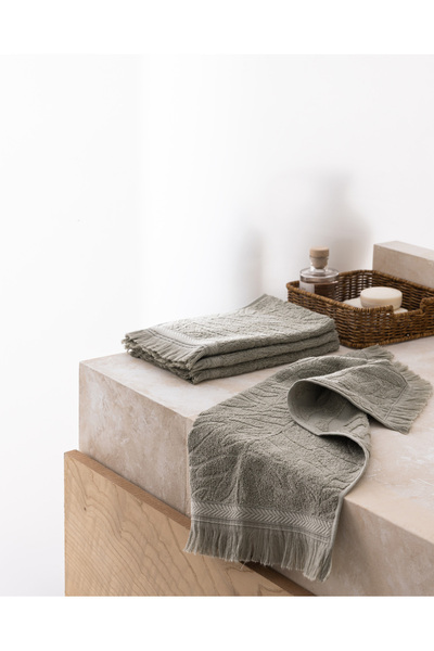 Madame Coco مجموعة أورول من 4 مناشف يد قطنية 100% - كاكي - 30x45 سم