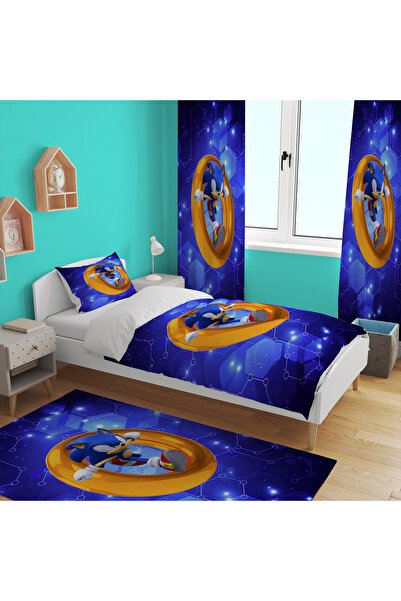 EVSEHOMES YÜZÜK SONIC KİŞİYE ÖZEL TAM TAKIM (FON PERDE 70X260 İKİ KANAT - YAT...