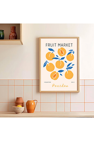 Vetro Design Tržnica voća - Plakat u drvenom okviru sa breskijama