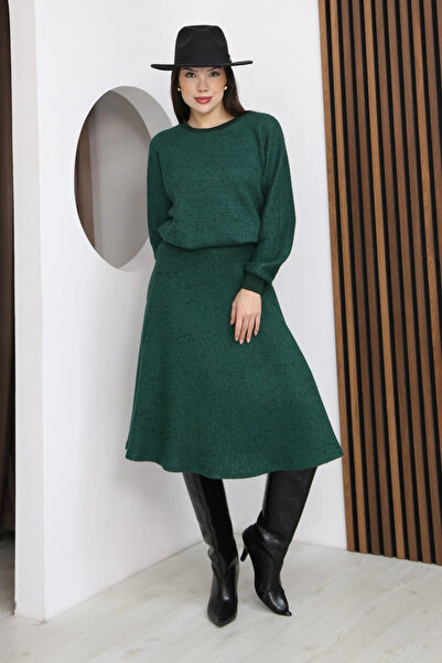 lodmela Bat Sleeve Knitwear Set 6072-Green