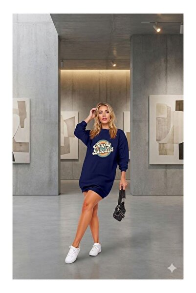 byasafkids    Women's Long Sleeve Crew Neck Lettered Viscose Two Thread Dress