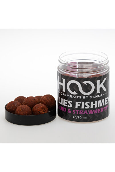 HOOK - Carp Baits By Genes Hard Fishmeal Boilies 16/20MM 250ML Squid & Strawb...